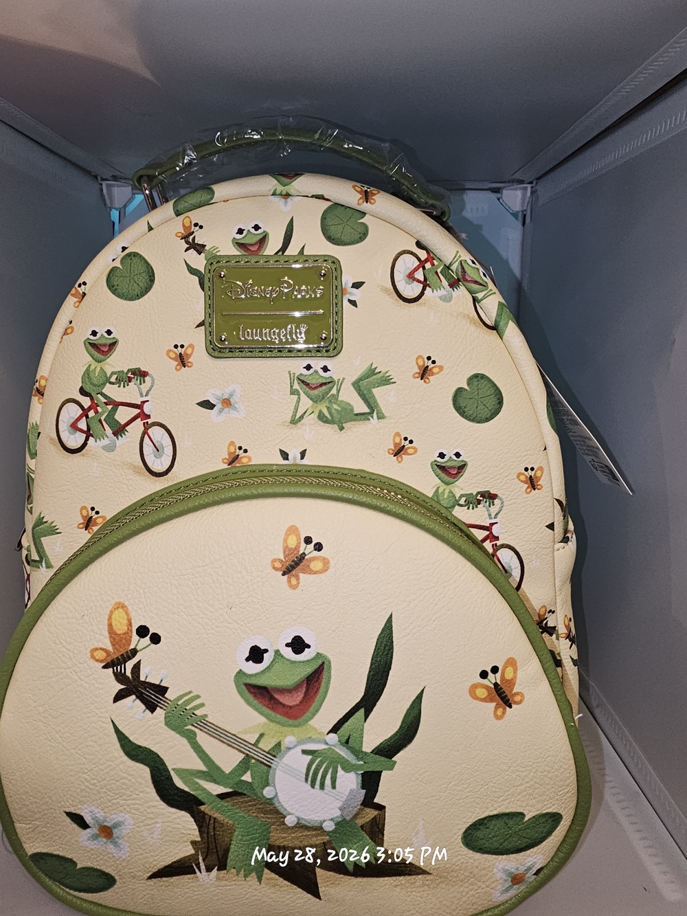 Loungefly Cream & Green Kermit Frog Kids Mini Backpack